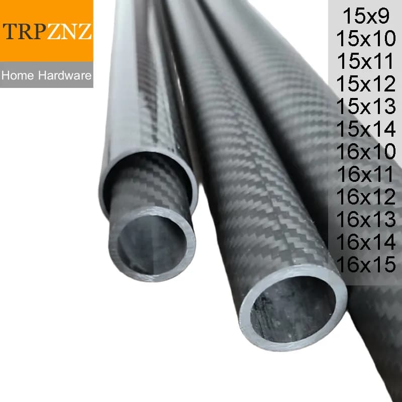 Tubo in fibra di carbonio twill 3K 15 16mm OD 9 10 11 12 13 14 15mm ID resistente alla corrosione leggero per telaio auto RC