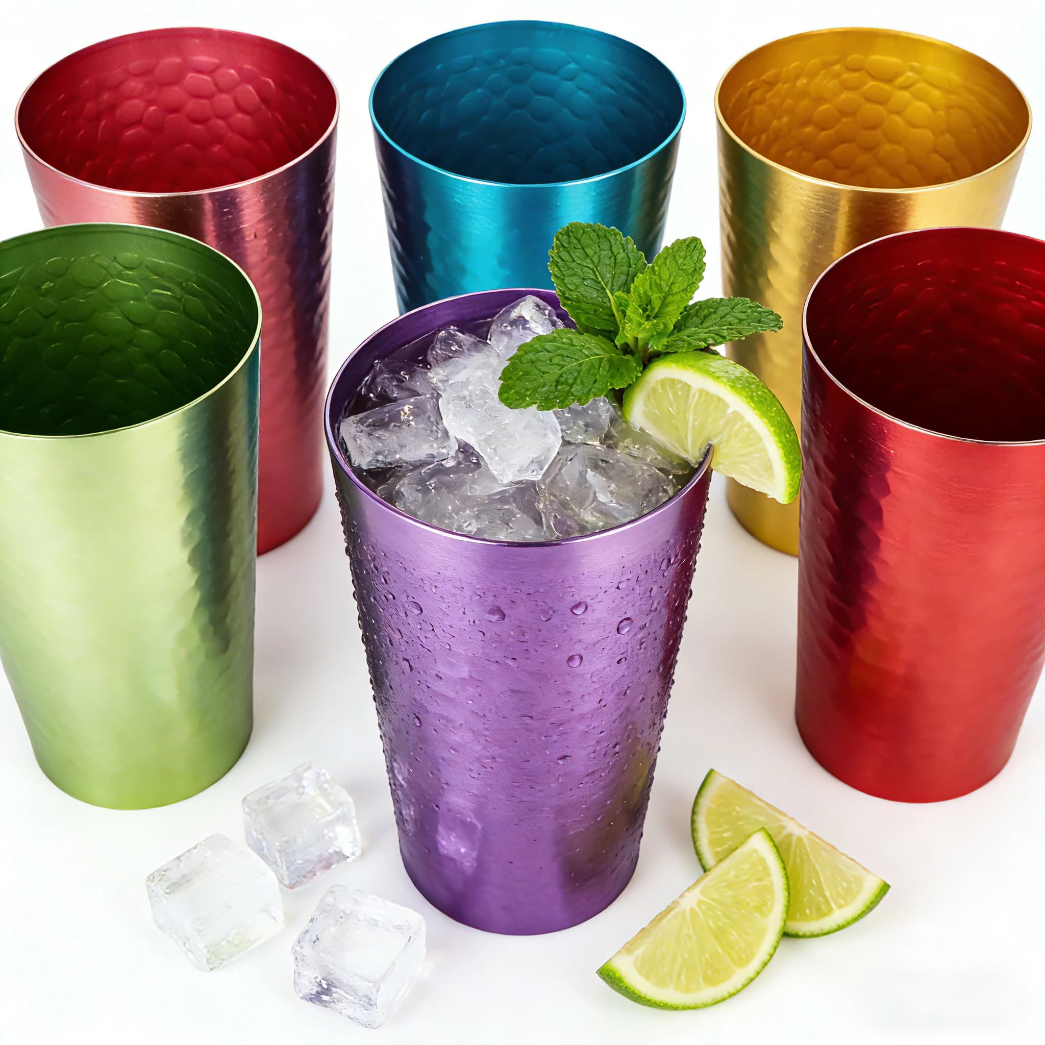 Tazza da birra in alluminio da 470 ml in stile giapponese – Boccale in metallo martellato effetto retrò, leggero, resistente, tazza colorata