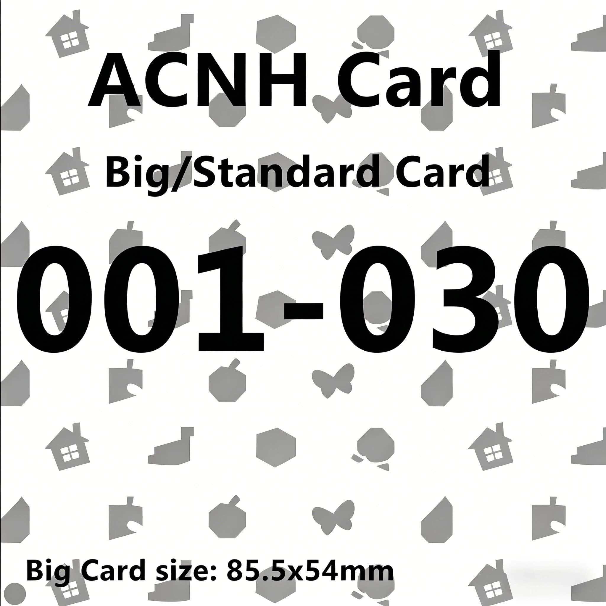 ACNH Card NFC Induction Game Cards 001-030 High Clarity Pattern Sturdy Material for Daily Gaming and Recreation 85.5x54mm