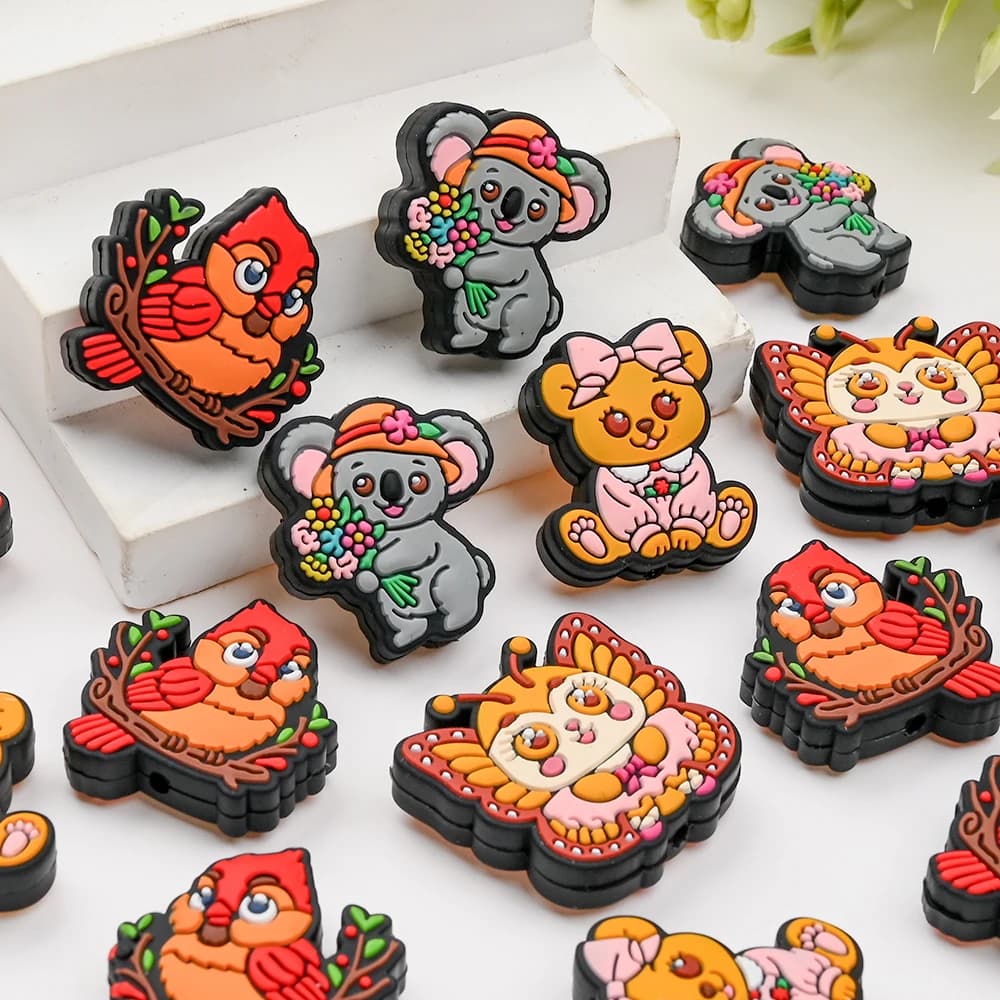 8 pezzi di perline in silicone animale carino morbido non tossico perline per massaggiagengive per materiali creativi fatti a mano fai da te accessori per catena ciuccio