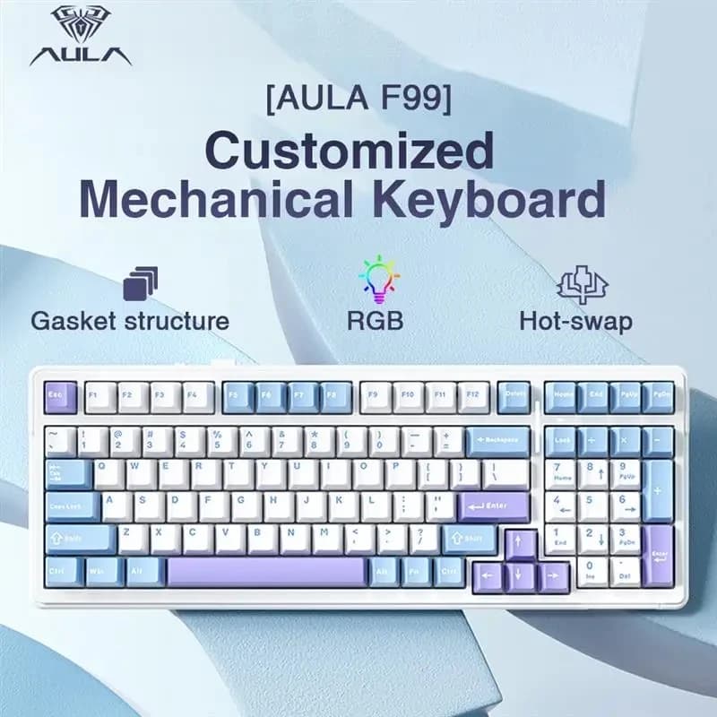 Aula F99 Tastiera meccanica da gioco Tre modalità 2.4g Wireless Bluetooth Wired Hot Swap PBT Guarnizione RGB per PC Laptop Gamer 99 tasti