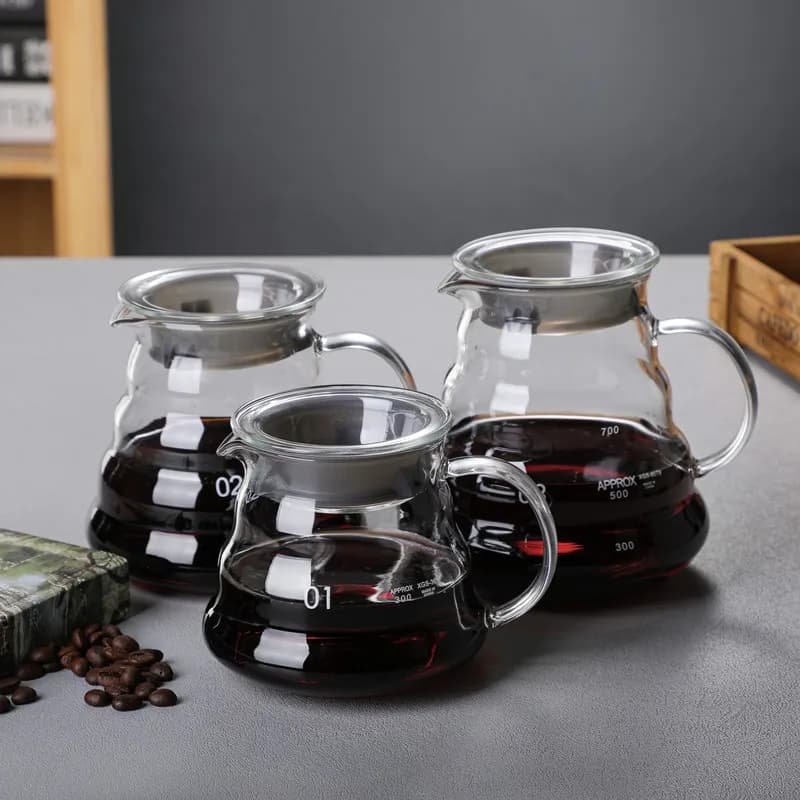 Coffee maker 300/500/700ml coffee kettle transparent glass sharing pan with accessories for Espresso coffee maker