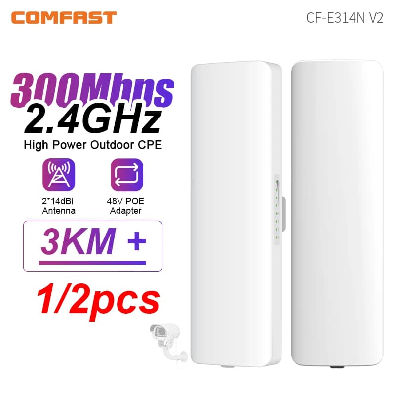 Comfast 300Mbps Ripetitore Wifi Esterno Bridge Wireless 2.4G Wifi CPE Bridge Punto di Accesso Extender a Lungo Raggio Wifi 3-5KM Copertura