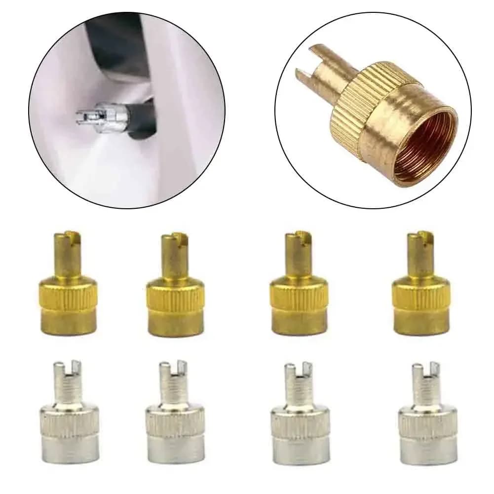 8 pezzi tappo valvola in metallo chiave valvola auto in rame con estrattore valvola chiave tappo valvola auto moto ruota automatica stelo valvola aria coperchio