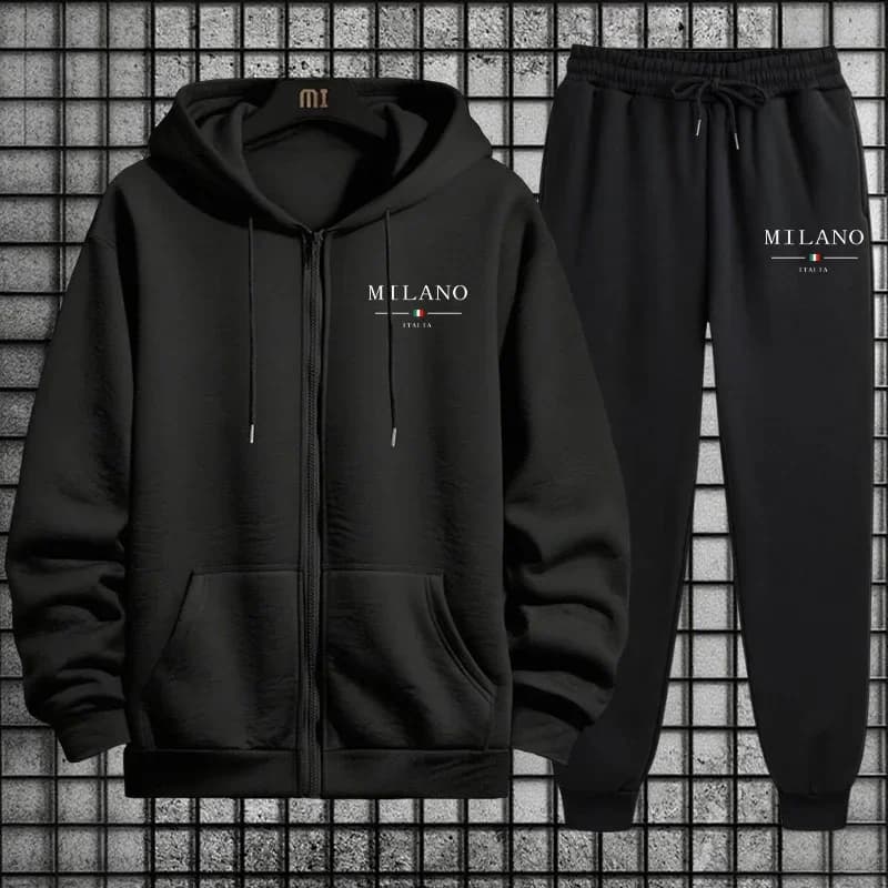 Men's Sports Suit Spring 2026 Casual Simple Fashion Quality with Single Zip sweatshirt and Single Sports Pants for Daily Jogging