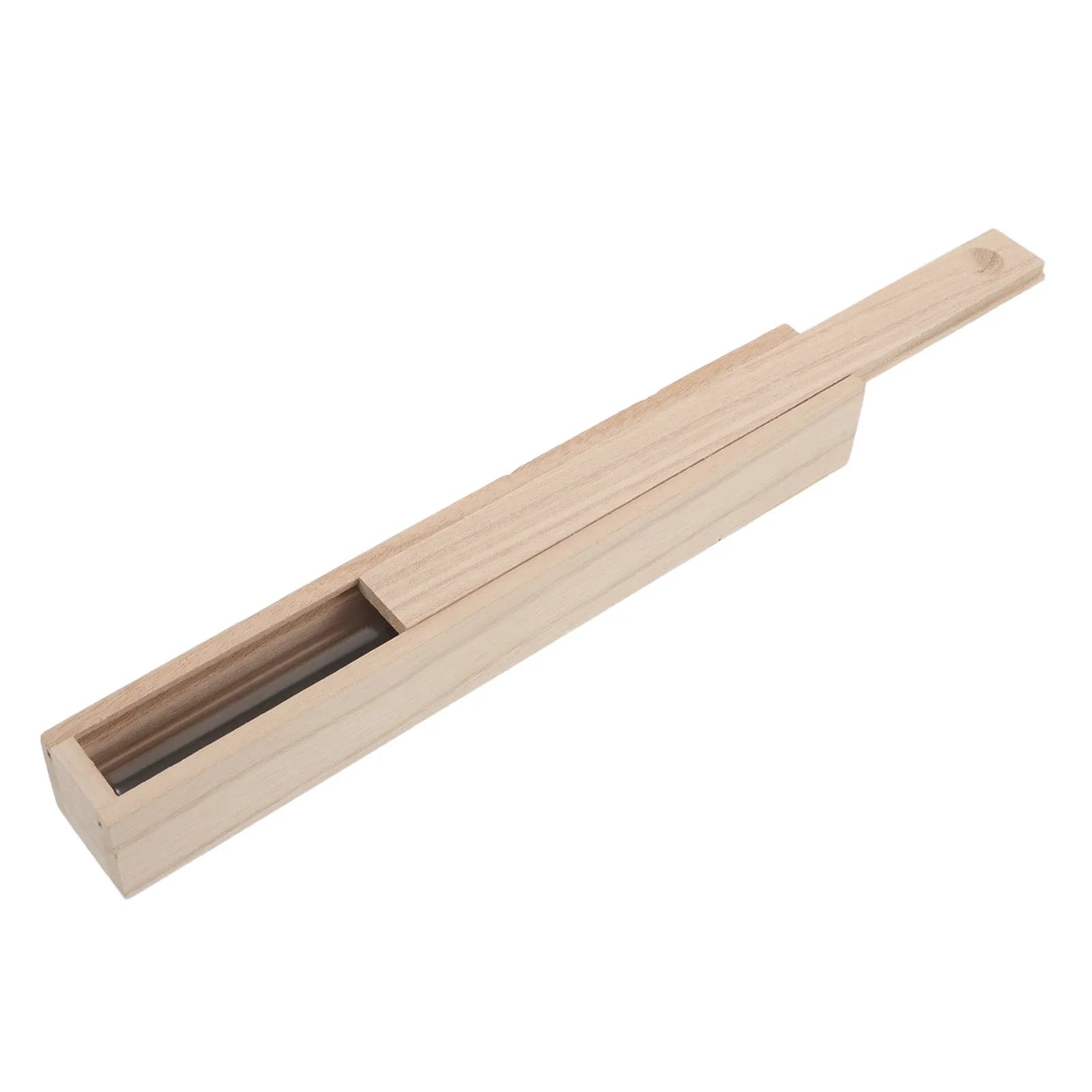 Wood Incense Holder Box with Slide Out Lid and Glass Tube 21cm Stick Storage Organizer for Home Yoga