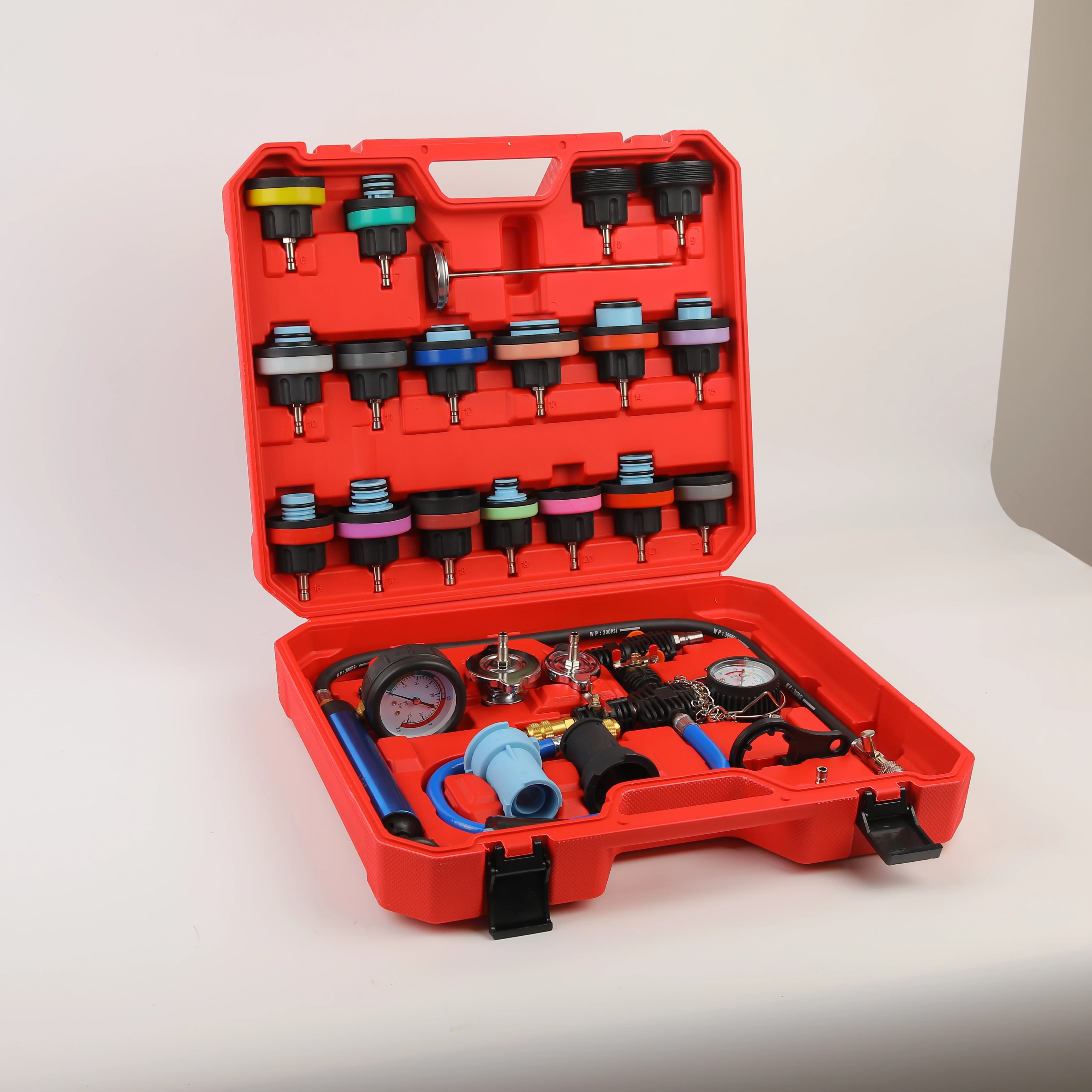 Strumento per kit di rilevamento perdite di soppressione di riempimento di ricambio per liquido refrigerante antigelo per serbatoio dell'acqua per automobili sottovuoto