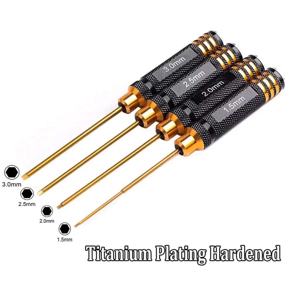 4PCS RC Strumenti Set di cacciaviti esagonali placcatura in titanio temprato 1.5 2.0 2.5 3.0mm cacciavite chiave esagonale per RC elicottero auto Rc giocattoli