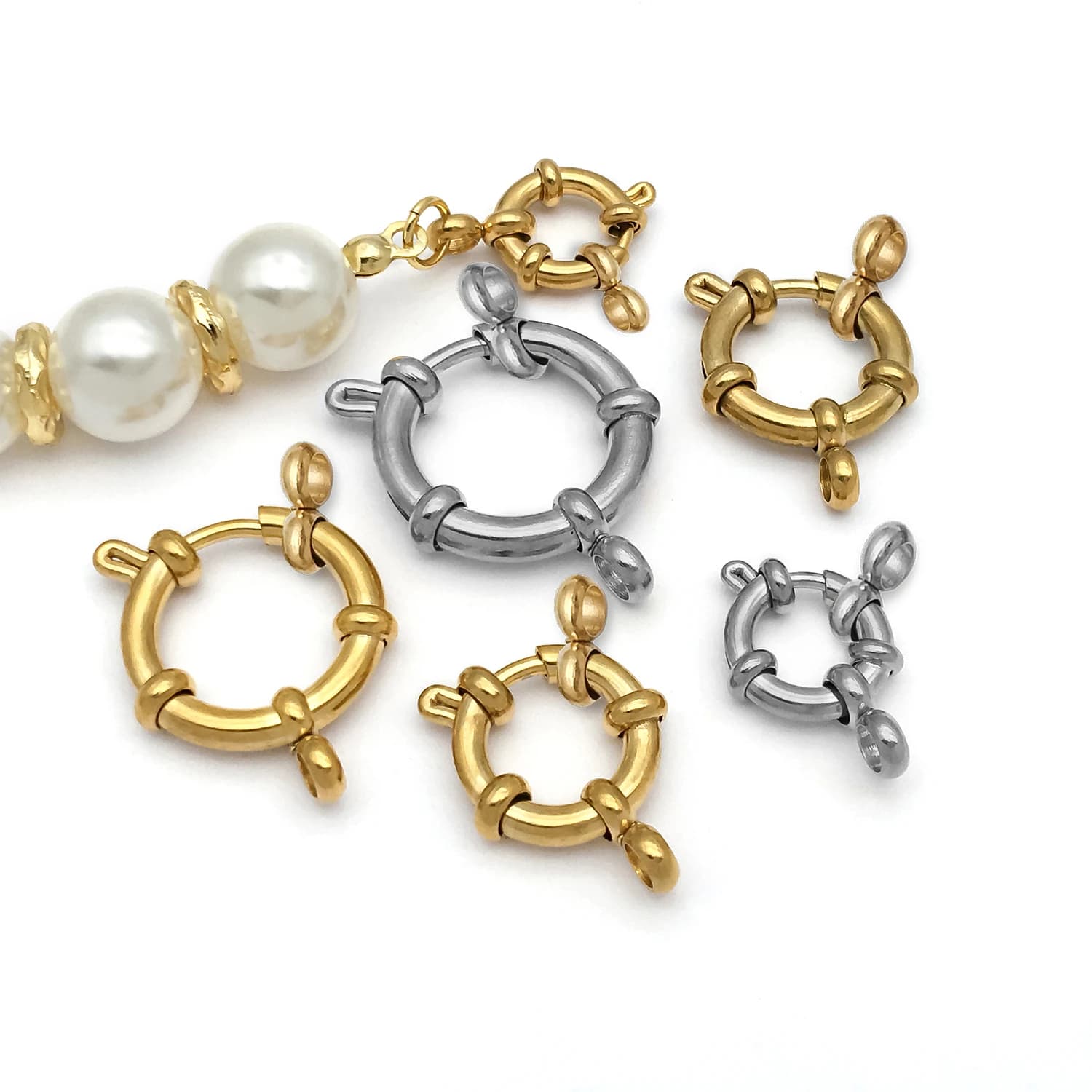 2 pieces stainless steel with round claw, snap hook closure, diy bracelet connectors, necklace, jewelry creation, accessories