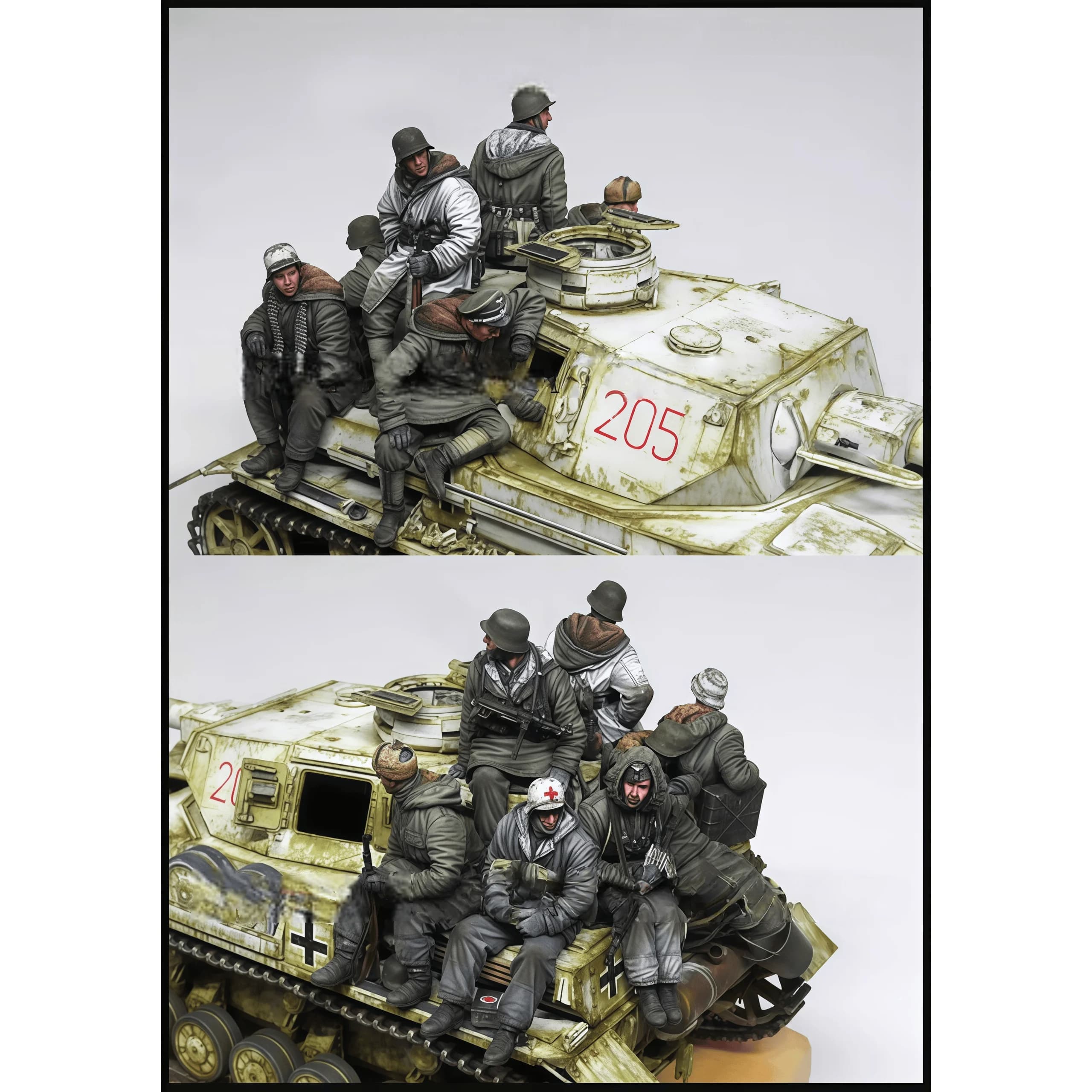 Kit di montaggio modello in resina pressofusa 1:35, fanteria invernale in resina da 8 persone, non contiene carri armati, non verniciato, necessita di kit di montaggio
