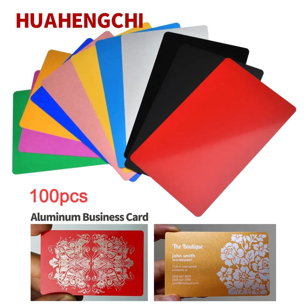 Metal Business Cards Blanks Business Cards Incision Laser CNC Sheet Aluminum Material AlloyTesting Aluminum Colorful 100pcs One Color