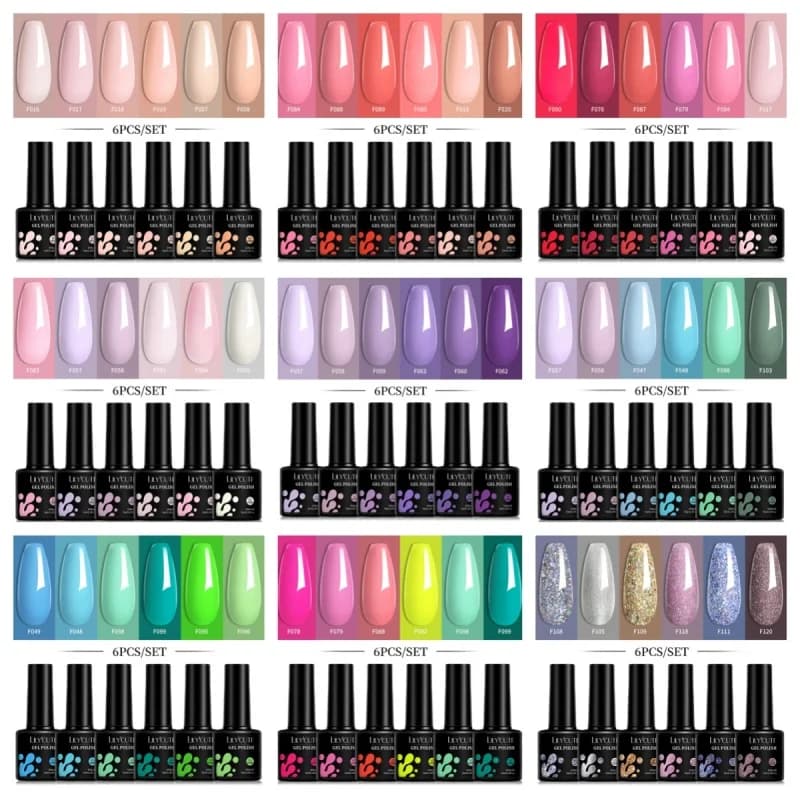 LILYCUTE 6 Pz/set 7ML Gel Nail Polish FAI FROM TE Pink Brilliant Semi Permanent Soak Off UV LED Gel Nail Paint Artistic Design Manicure Kit