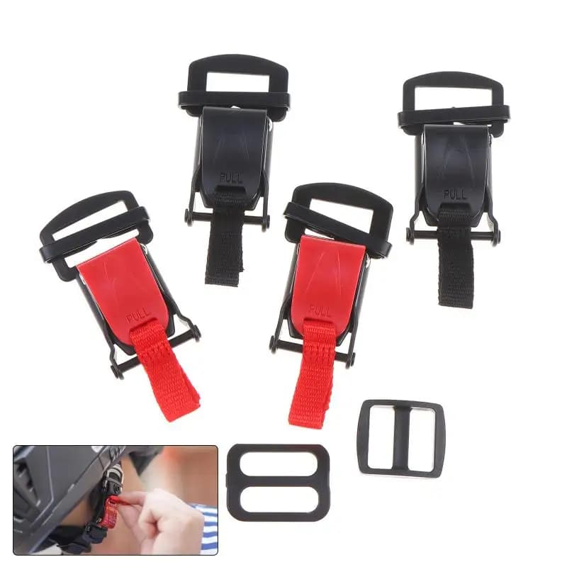 WAYR SHARESet quick release buckles for helmet, universal nylon clip with red traction tab for bike and motorcycle helmets