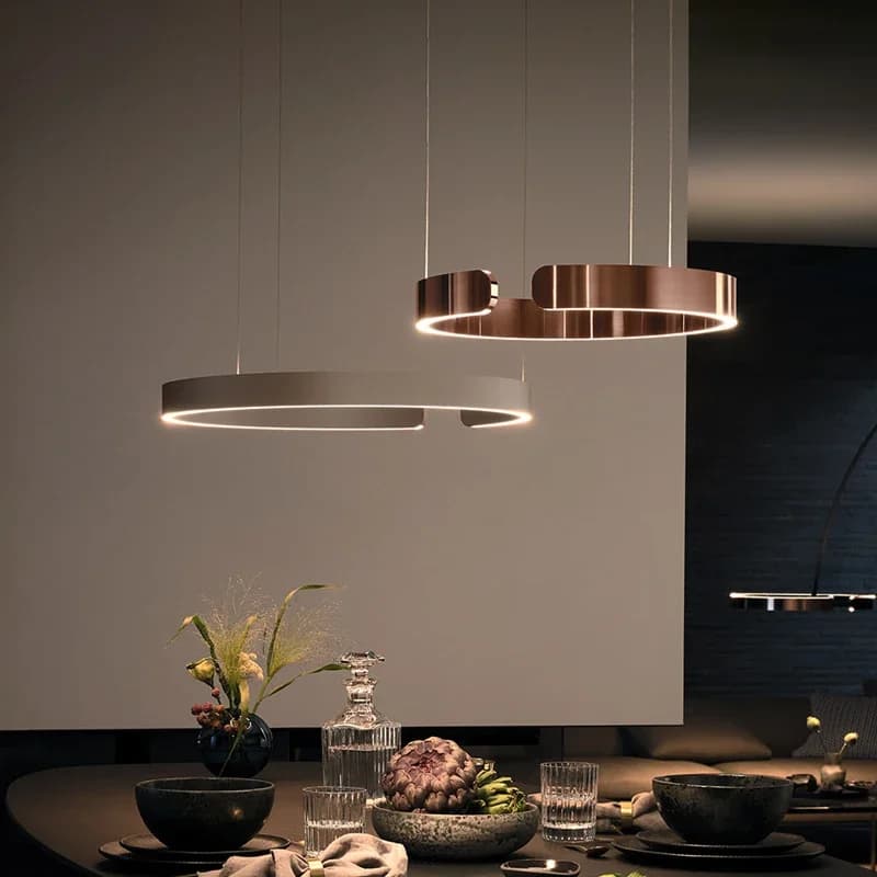 Lampadario a Sospensione LED per Sala da Pranzo, Camera da Letto, Soggiorno, Arredamento Nordico, Lampade Moderne a Anello Rotondo