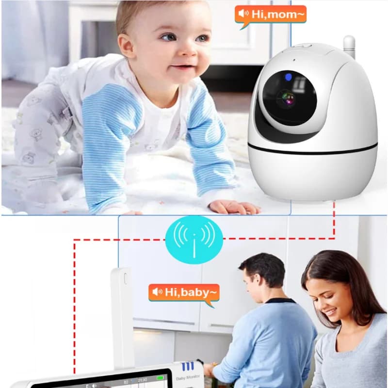 Babyphone 5 Inch Video Baby Monitor Zoom Surveillance Security Camera, Baby Protection Cam with Temperature Sensor and Lulla
