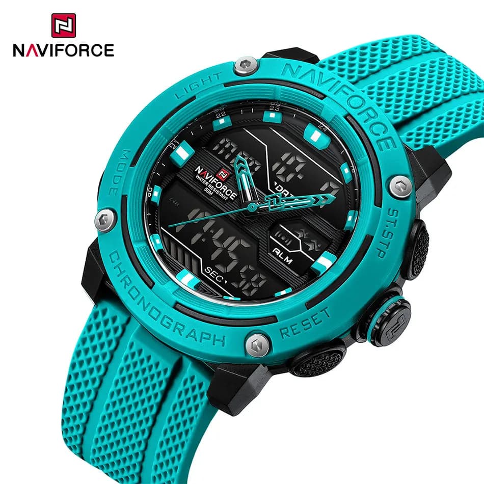 NAVIFORCE Men's Sports Watch Waterproof Quartz Wrist Watch with Double Display Digital Men's Watch with Date Military Timekeeper Reloj Hombre