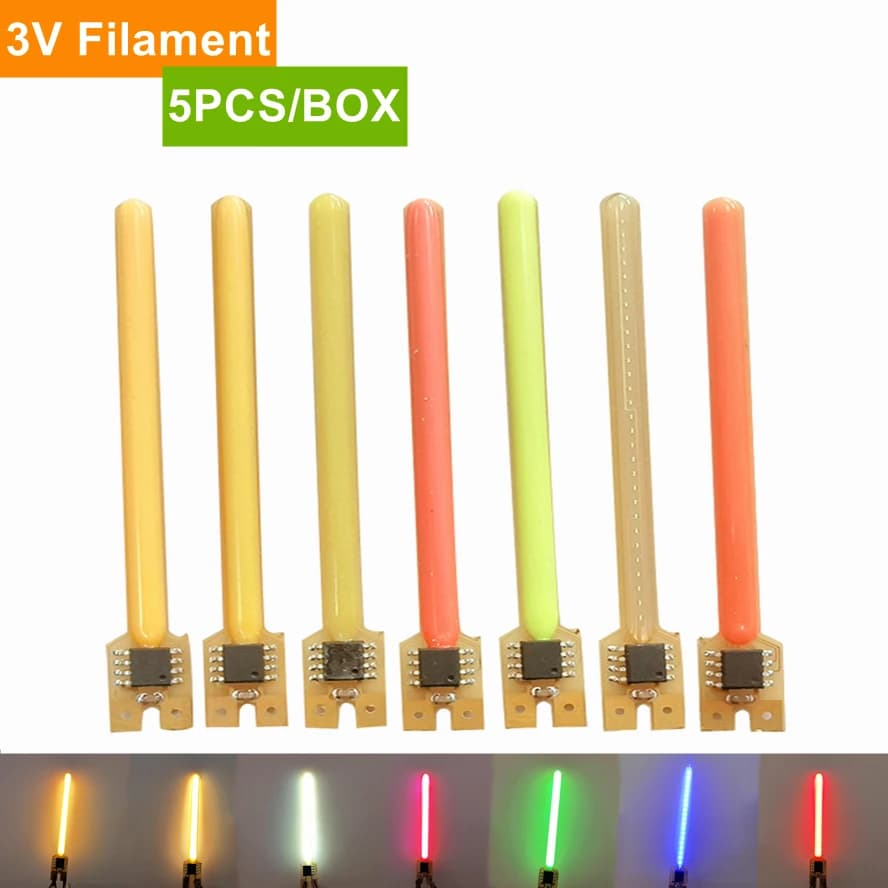 5PCS/Box 5 Modes LED Meteor Shower Flowing Water Lamp DC 3V LED COB Filament Diodes Parts Incandescent Light Accessories 40/59MM