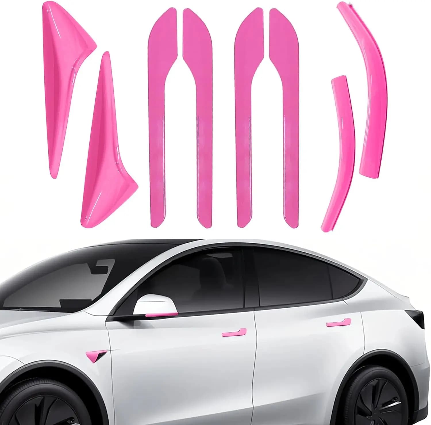 for Tesla Car Door Handle Covers 2024 2025 2026 Model 3 Highland with HW 4.0 Camera Covers Side Mirror Trim Strips Accessories