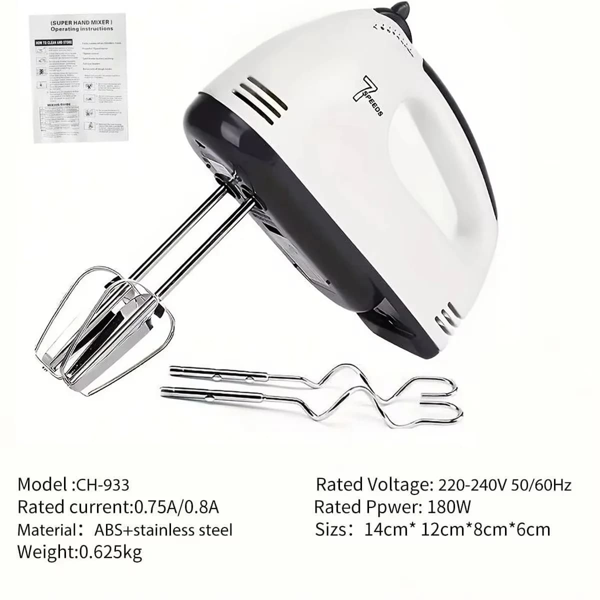 Frullino per le uova elettrico portatile a 7 velocità Mini miscelatore automatico per bianco d'uovo e crema con spina UE/USA Utensile da cucina domestico