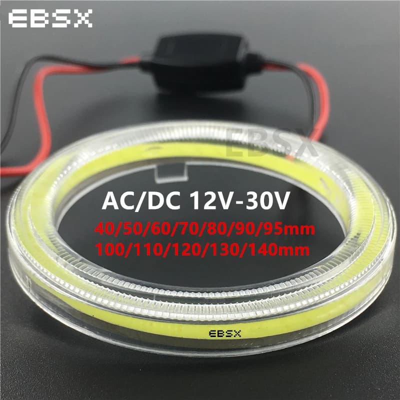 1 pz 60mm 95mm 120mm COB Angel Eyes con copertura 12-30V Halo Anelli per LED Auto Moto Scooter Fari 70mm 90mm 130mm 140mm