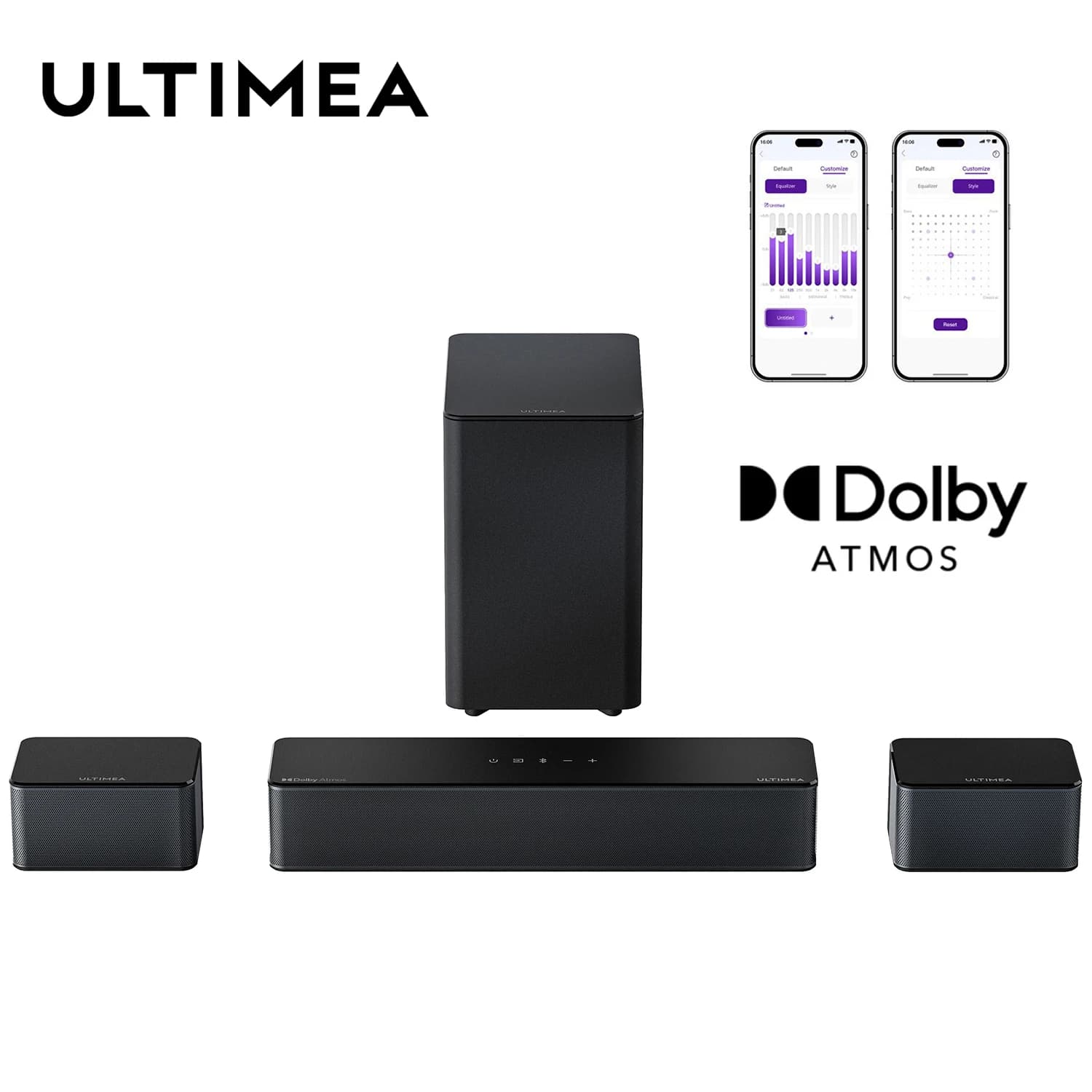 ULTIMEA altoparlanti TV ultrasottili Soundbar per TV, Soundbar 2.1 PC con Subwoofer 5.3 Mini Sound bar Bluetooth per giochi PC,