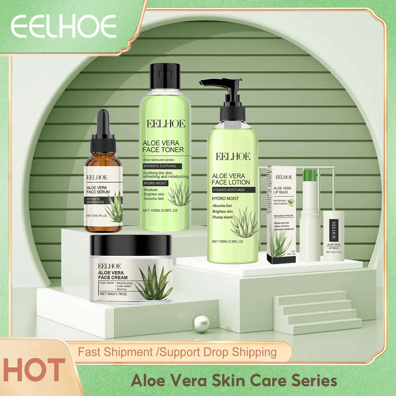 Eelhoe Aloe Vera Skin Care Series Dissolvency Thin Lines Light Improvement of Elasticity Hydrating Set Nutrient Face Moisturizing