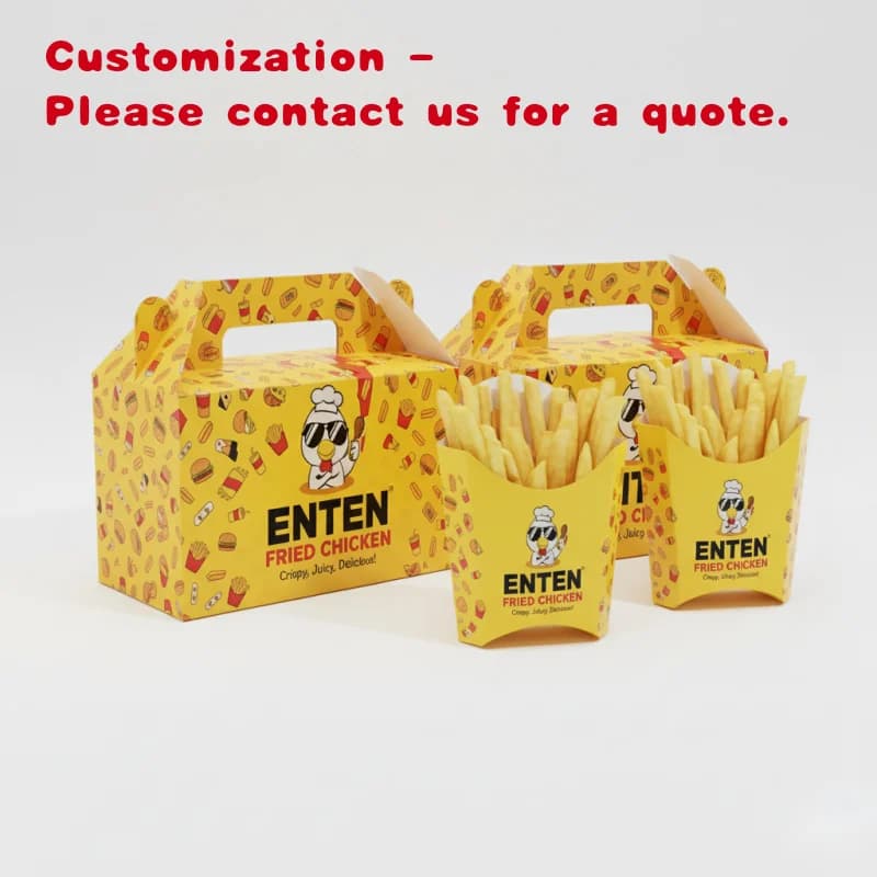 custom.Takeaway Scatole per patatine fritte Imballaggio personalizzato Fast Food Pollo fritto Burger Hamburger Hot Dog Takea Way Contenitore per alimenti Pape
