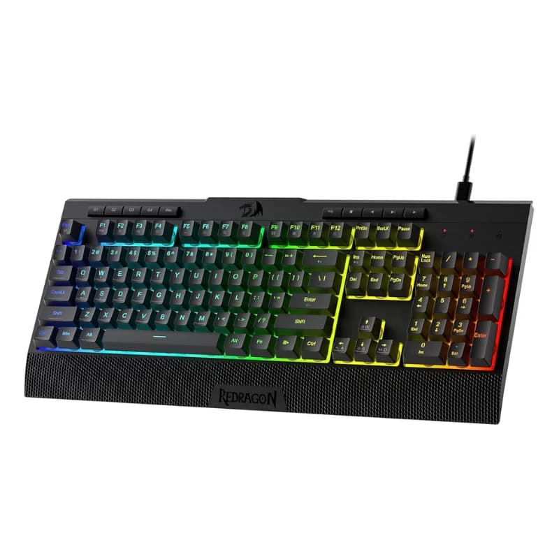 Redragon K525 Tastiera da gioco a membrana cablata retroilluminata RGB da 104 tasti con 5 tasti multimediali e 4 tasti macro extra integrati
