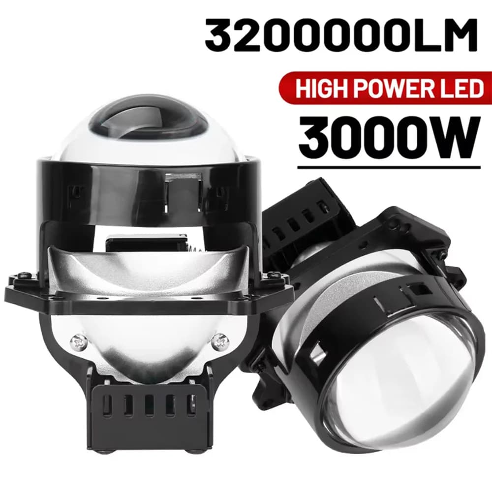 2 Pezzi Lenti Proiettore Bi-LED da 3 Pollici per Fari Hella LED, Proiettore 3000W 3200000LM, Faro a Diodi, Accessori Auto