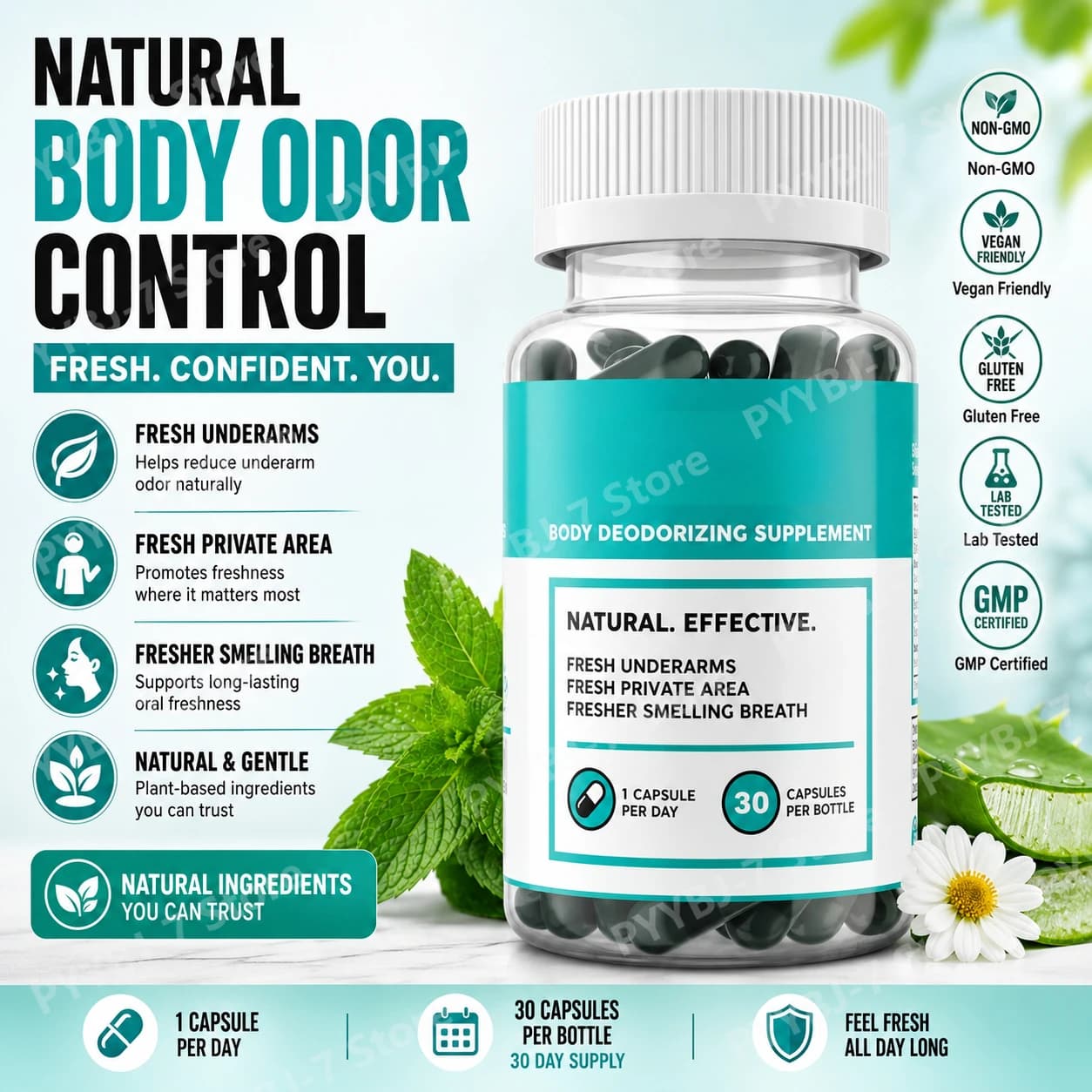 Capsule di Prezzemolo e Foglie di Menta Piperita Biologiche, Integratore Erboristico Vegano a Base Vegetale, Benessere Quotidiano per Uomini e Donne, 30 Capsule