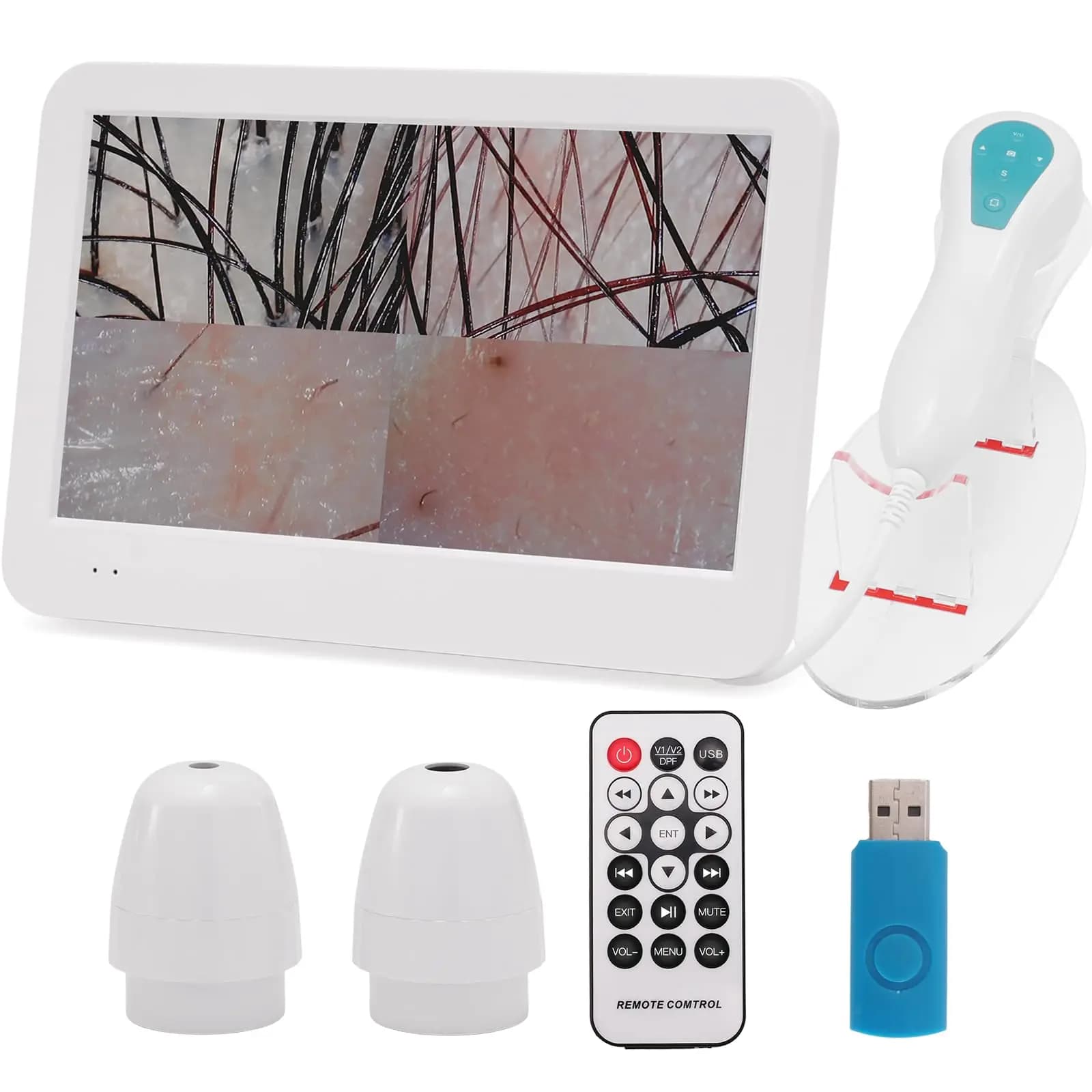 Analizzatore Digitale per Cuoio Capelluto 12\", Tester Cutaneo, Microscopio per Diagnosi e Rilevamento della Salute dei Follicoli Piliferi