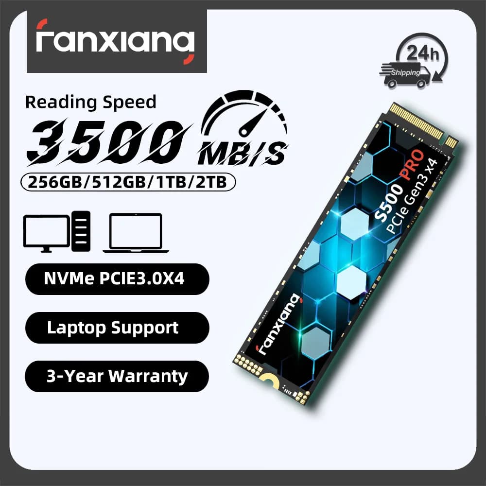 Fanxiang S500 Pro SSD M.2 NVMe 256GB 512GB 1TB 2TB SSD M.2 2280 PCIe3.0 Unità a Stato Solido Interna per Laptop e Desktop