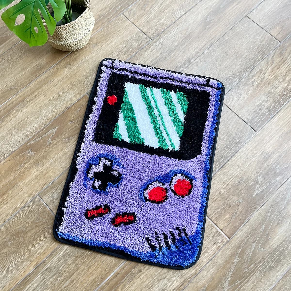 Quilted game console mat Purple Funny carpet for childhood memories Cute flogged carpet Anti-slip rug Zerbino aesthetic for home
