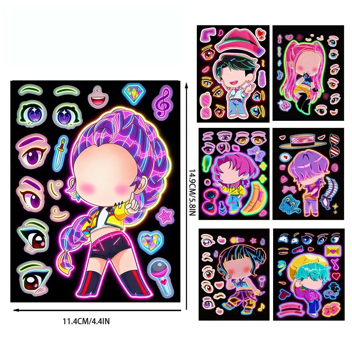 8 Pezzi Adesivi Divertenti Kpop, Giocattoli Puzzle Fai-da-Te per Creare Volti, Adesivi Educativi per Bambini, Decorazioni per Feste e Regali
