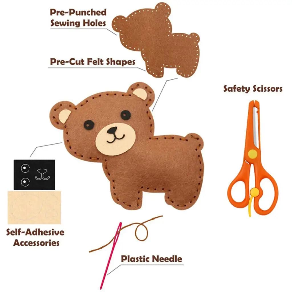 Kit da Cucito, Kit Artigianale per Principianti Fai-da-Te, Animali in Feltro da Cucire - Educativo