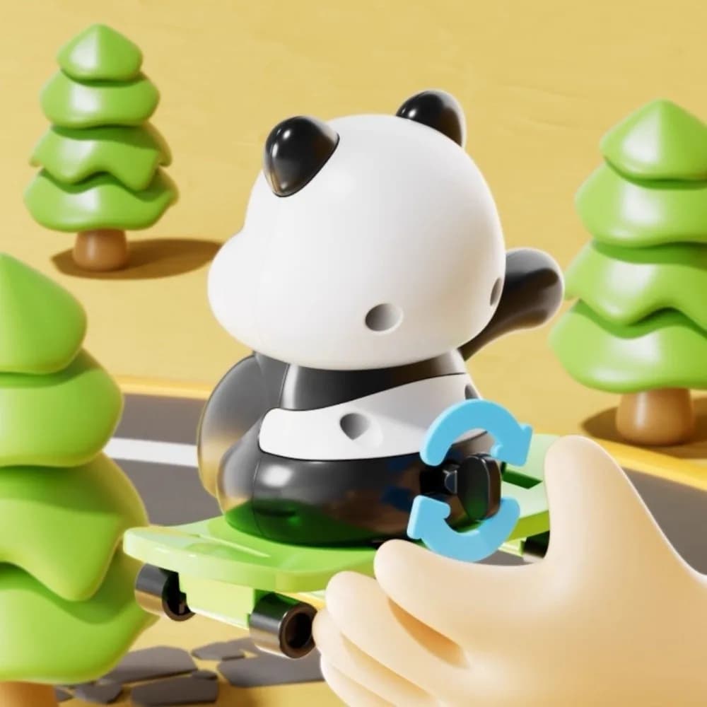 News Skateboarding Action Loading Toy Corda to Jump Action Plastic Sports Panda Ornament Funny Panda Toy for Kids