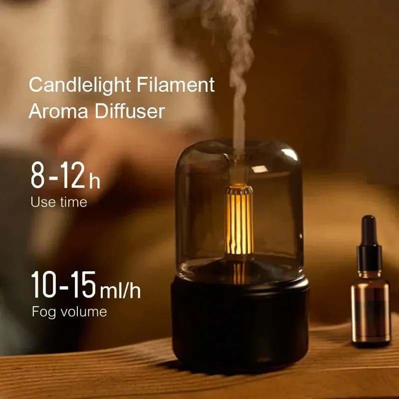Elegante macchina per aromaterapia con luce notturna a lume di candela USB Plug-in Desktop Ambiente Umidificatore per aromaterapia domestica a lume di candela
