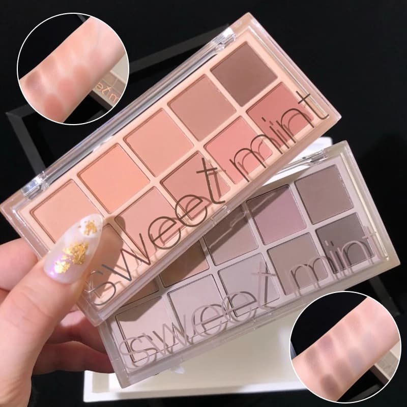 Palette Ombretti 10 Colori: Opachi, Perlati, Brillanti, Tonalità Zucca, Tè, Latte, Terra - Pigmenti Coreani per Trucco Occhi