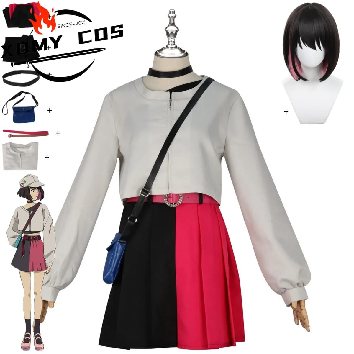 Xq2025 New Anime Lazarus Eleina Elena Costume Cosplay Jumpsuit Red skirt Coat Women's Wig Adult Cute Daily For Time Free Party Dress