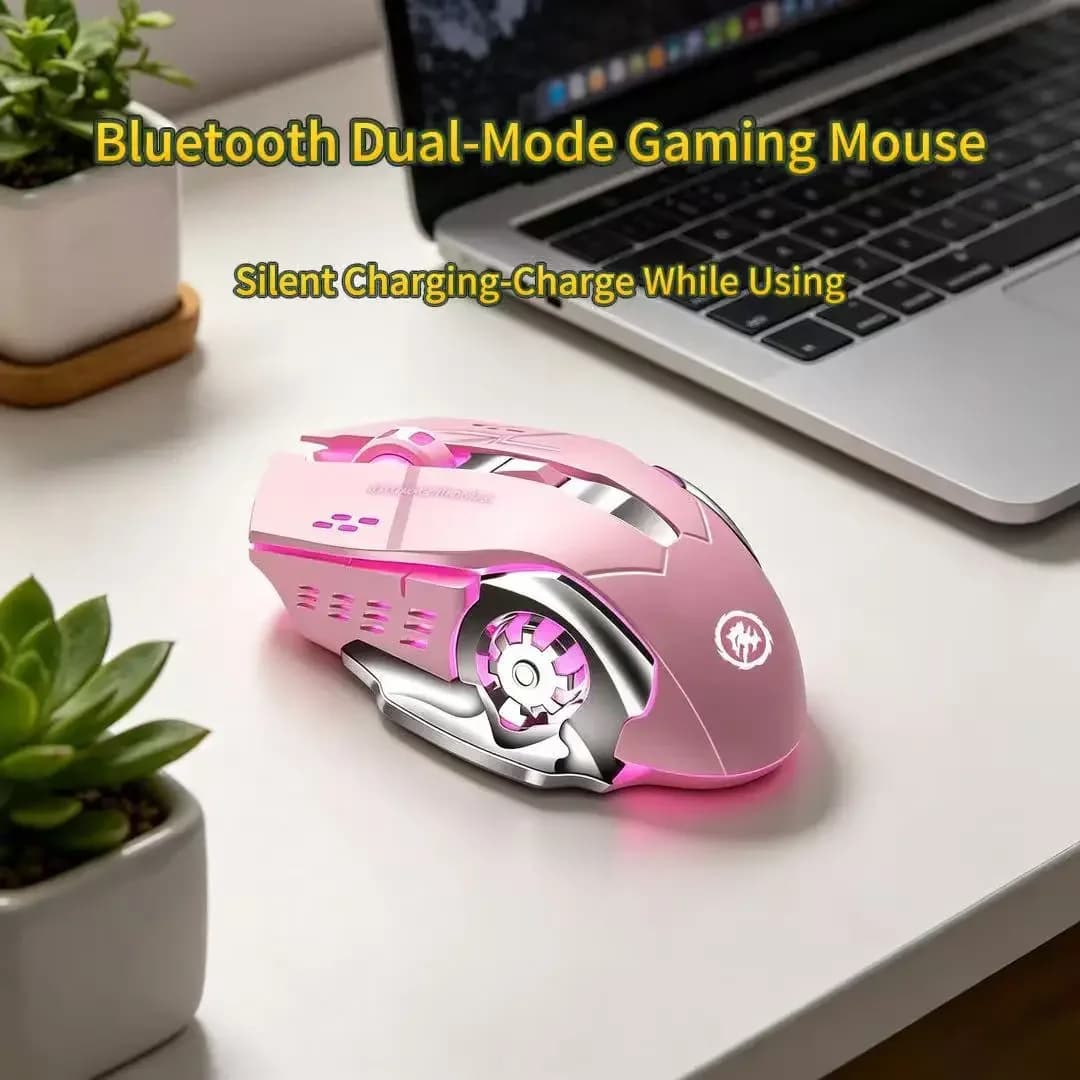 Mouse da Gaming Wireless Bluetooth Dual-Mode Silenzioso Ricaricabile con Retroilluminazione RGB Ergonomico per Laptop PC Gamer Disponibile in 3 Colori