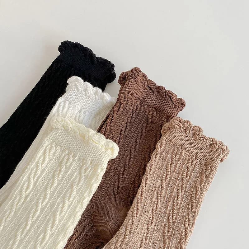 2 pairs of socks for sexy woman soft spring lace combined with stripes female fashion new retro Harajuku Lolita sock central tube