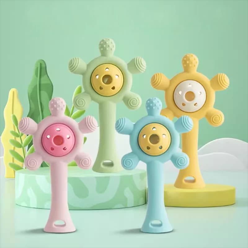 Puzzle a mano anti-mangiare per bambini, educazione precoce, suoneria a mano, denti lenitivi, bastoncino per molatura, giocattolo per l'addestramento alle presa