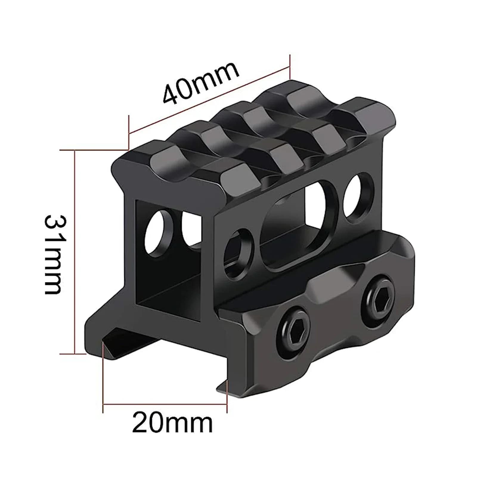 Support for riser 1" height Picatinny Support for short rise Support for base for reservoir for aluminium alloy telescope Binario Picatinny 20 mm