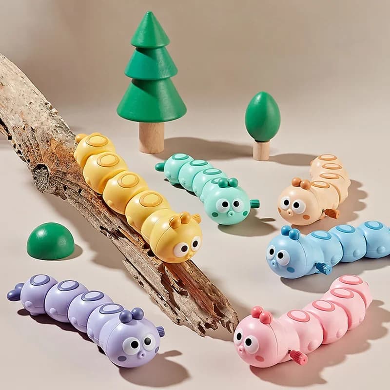 Cartoon Caterpillar Clockwork Crawling Toy genitore figlio interattivo simpatico animale Wind Up Toy per bambini giocattolo educativo