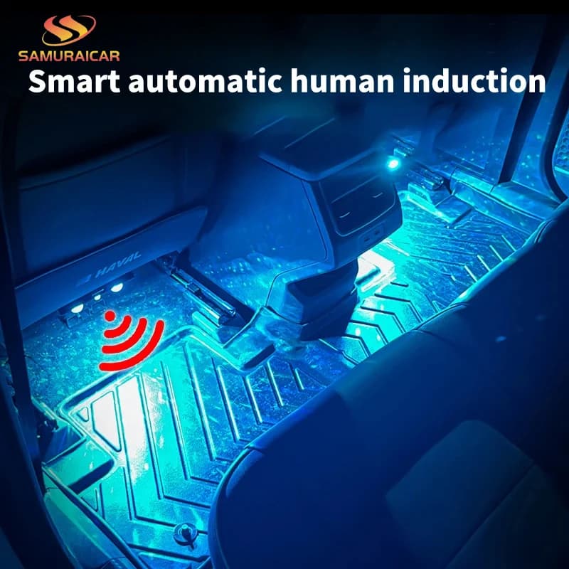 Sensore di apertura automatica delle portiere con illuminazione ambientale per auto, controllo vocale colorato, decorazione interna senza cablaggio, wireless.