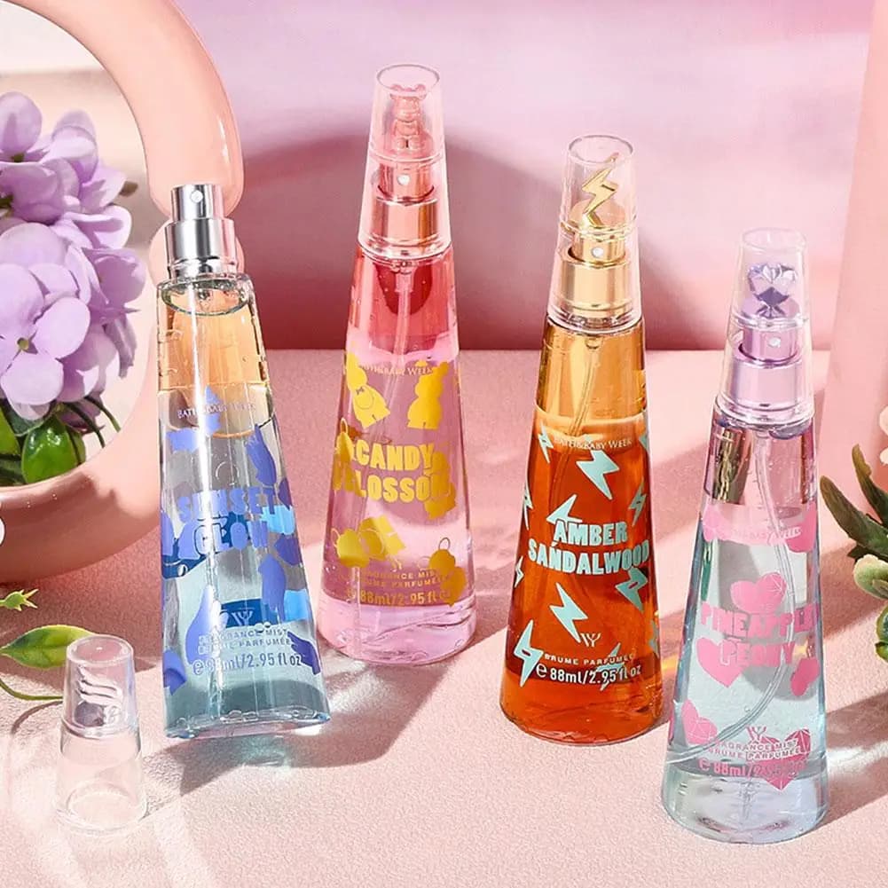 Set di 4 Profumi per il Corpo da Donna, Spray Fragranza Fruttata Floreale Legnosa a Lunga Durata, 88ml Profumo Portatile per Uso Quotidiano e Appuntamenti