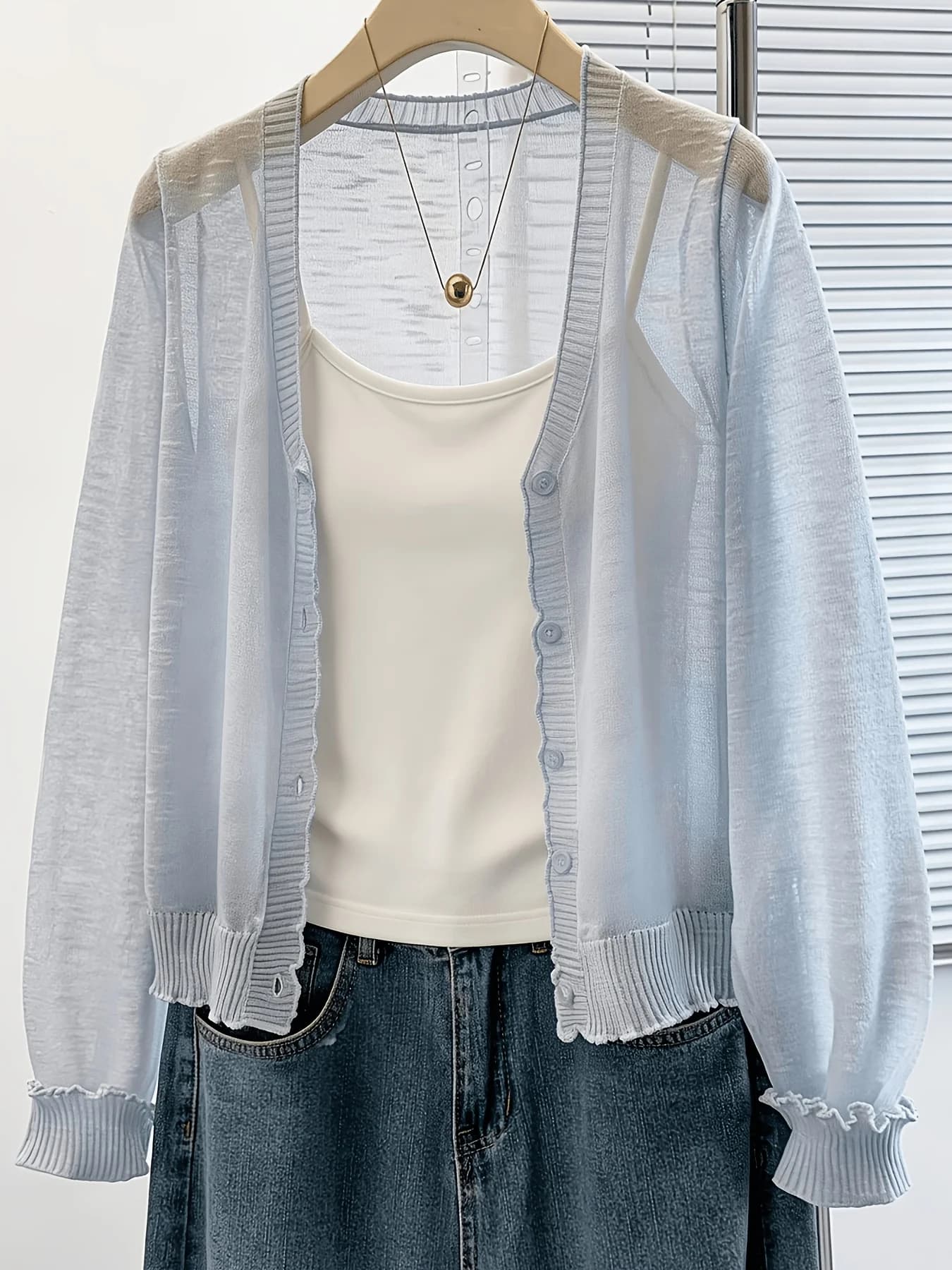 Cardigan Women's Casual Corto in Long Sleeve T-shirt, Solar Protection, Air Conditioning, Linen and Cotton Scarf