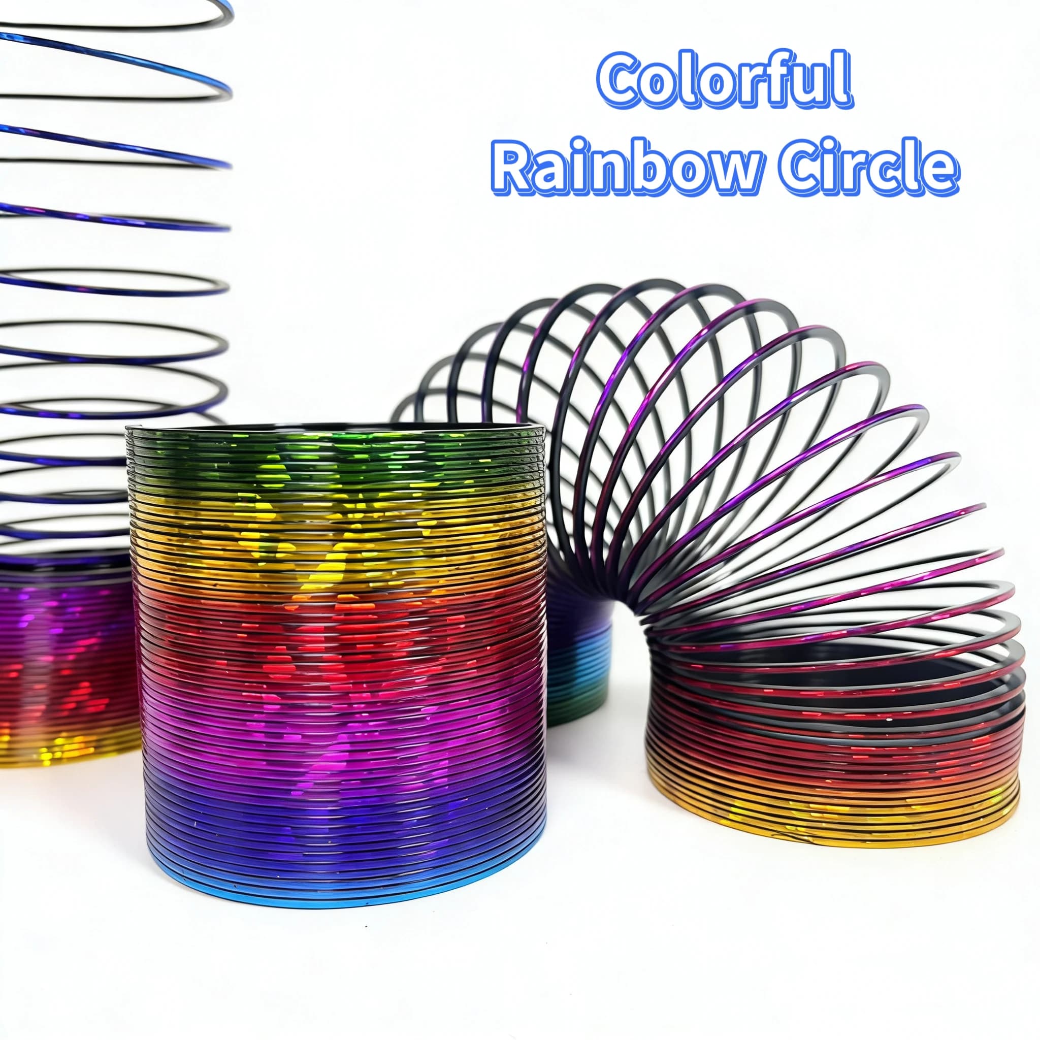 1/3/6pcs Glitter Sequin Rainbow Slinky Spring Toy, Magic Gold Foil Educational Fidget Toy for Kids and Adults