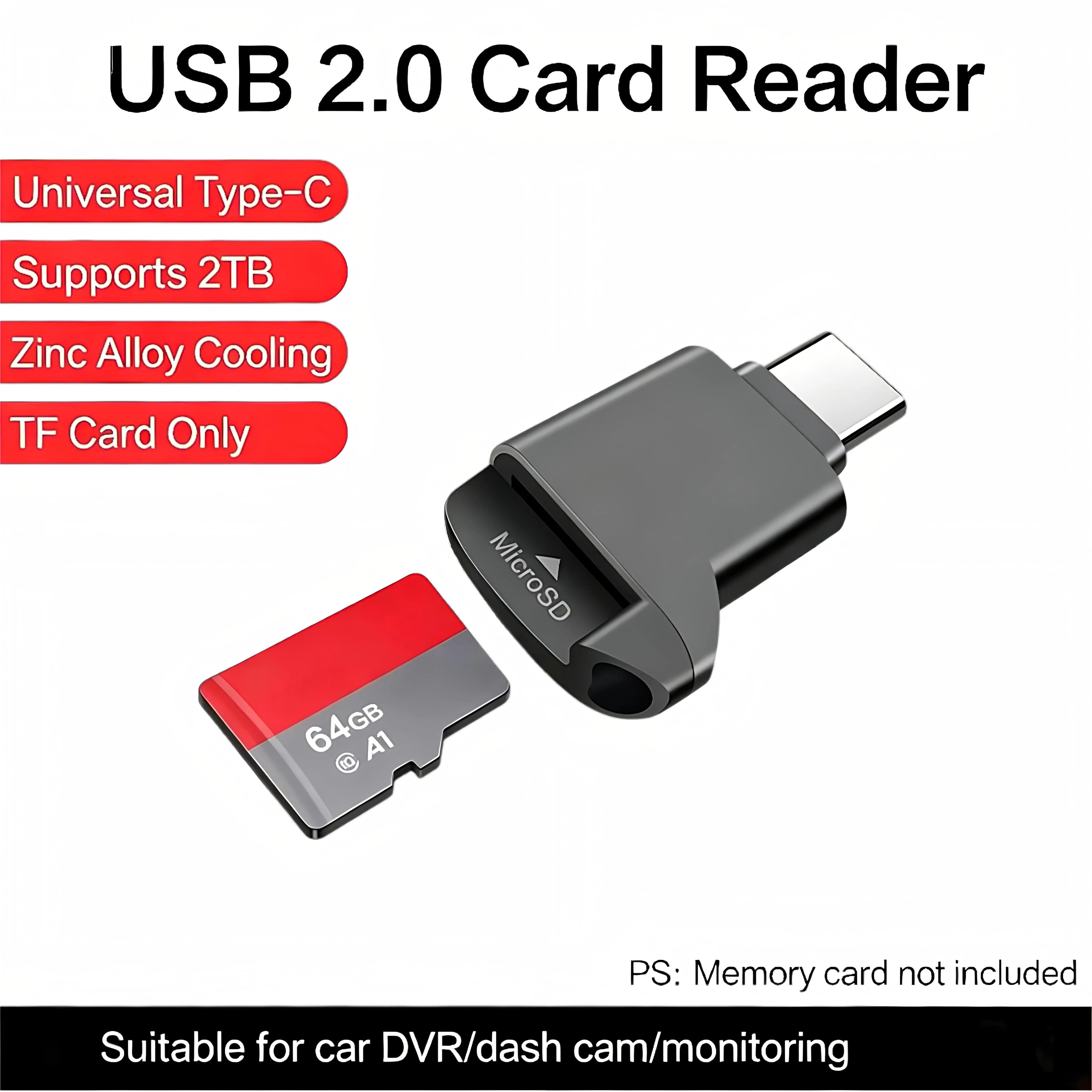 Lettore di schede Mini Type-C 2.0, lettore di schede di memoria TF, lettore di schede USB C 2.0 per archiviazione esterna, da Micro TF a SD per telefoni, tablet e laptop