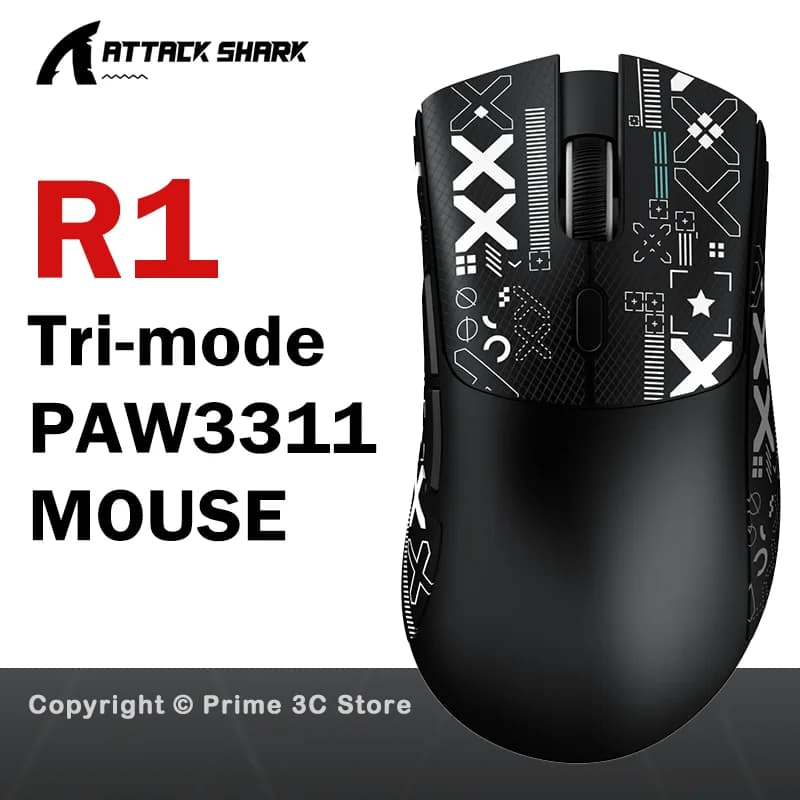 Gaming Mouse Wireless Attack Shark R1 X11, PAW3311 18K DPI, Tri-Modalità Bluetooth/2.4GHz/Cavo, Lightweight, Gaming Mouse with Macro